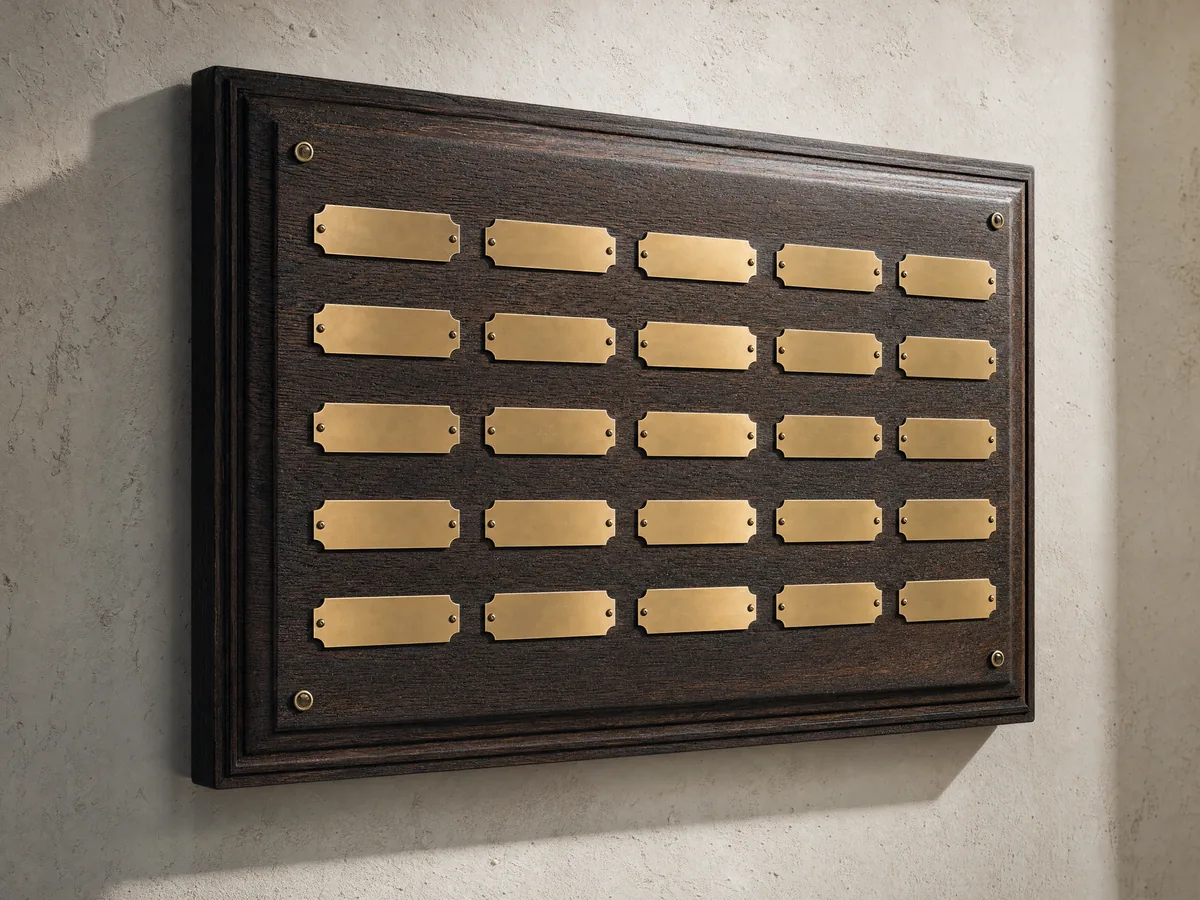 Tableau d'honneur avec plaques de laiton, visuel d'illustration